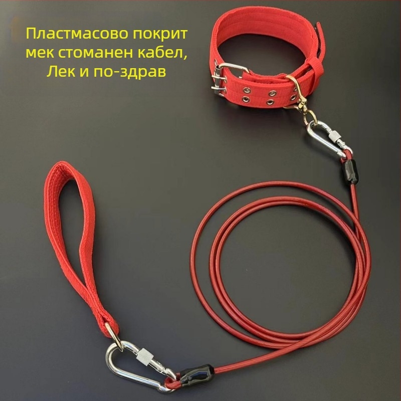 Кучешка каишка с железна верига, антиухапване, неретракторна, аксесоар