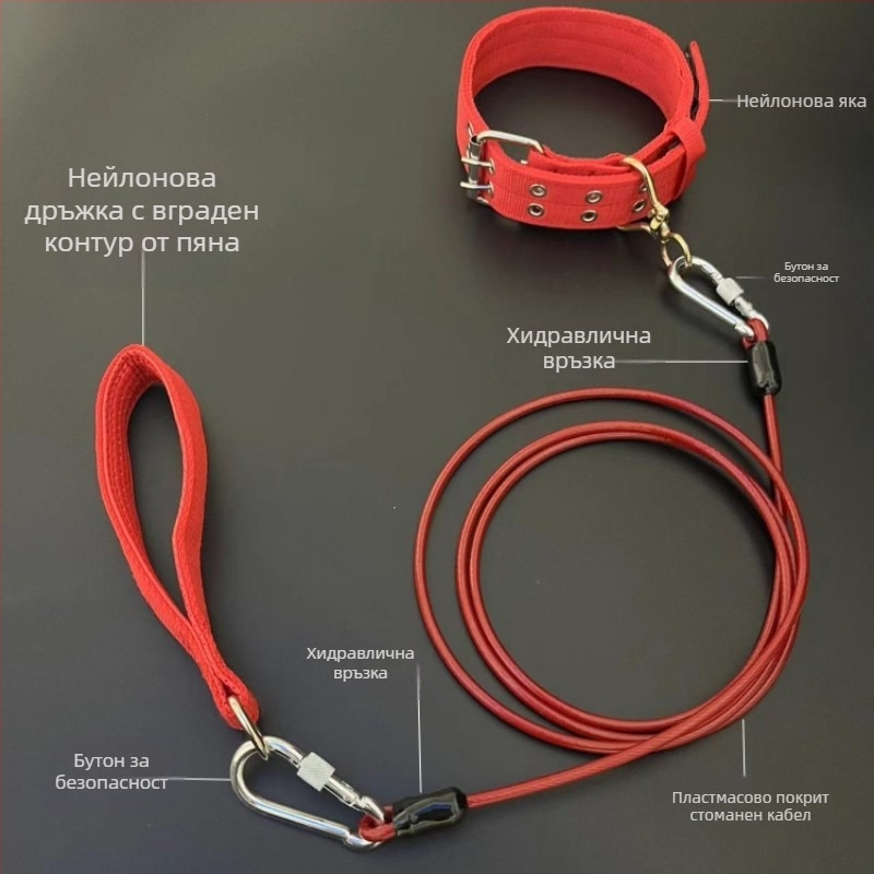 Кучешка каишка с железна верига, антиухапване, неретракторна, аксесоар