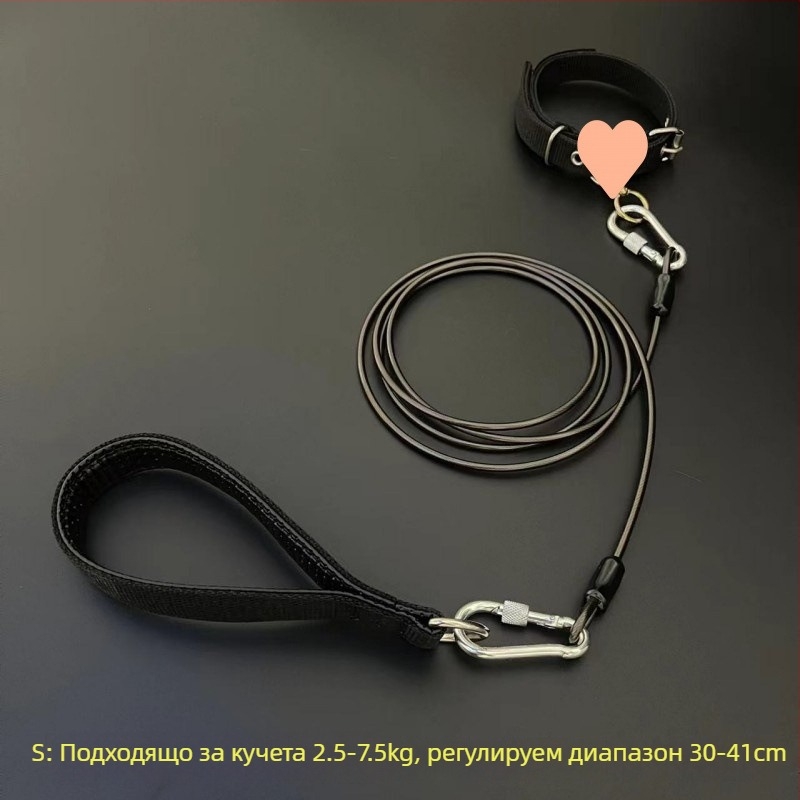 Кучешка каишка с железна верига, антиухапване, неретракторна, аксесоар