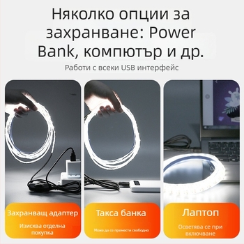 Монокромна LED лента със самозалепващ гръб, USB захранване 5V, 60 светодиода (2835), 5W, без димер, телевизионен фон за атмосфера
