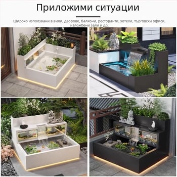 Фонтан с един отвор — цветарник от неръждаема стомана с течаща вода, външен циркулиращ воден елемент, марка 304a