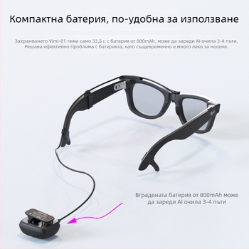 Преносим източник на захранване за Meta Ray-Ban умни очила с USB-C интерфейс, ABS корпус, MR002, 67 г