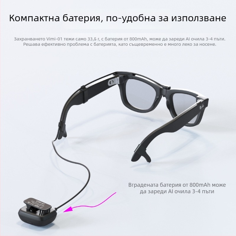 Преносим източник на захранване за Meta Ray-Ban умни очила с USB-C интерфейс, ABS корпус, MR002, 67 г