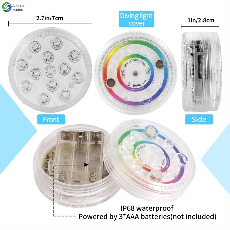 Подводна магнитна LED светлина за басейн с дистанционно управление, 13 диода, IP68 водоустойчива, регулируема яркост, модел SG003, CE сертифицирана