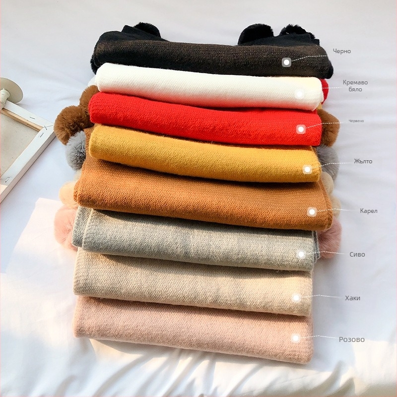 Today корейски стил Dongdaemun гладко плетен шал — топъл през зимата, полиестерна тъкан