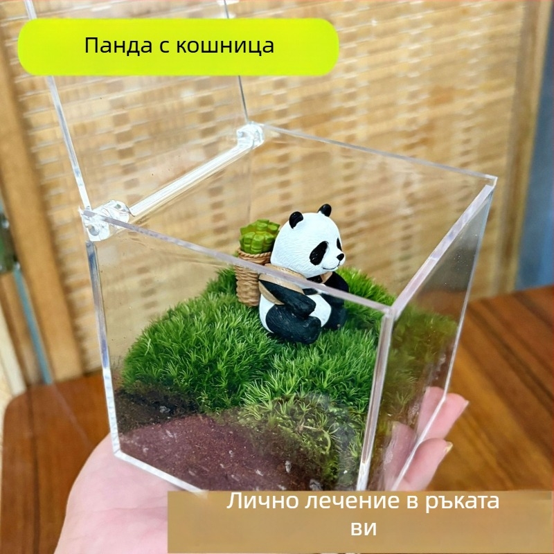 Бюро мини мъх ландшафт в бутилка – ръчно изработено, пластмасов корпус, персонализиране и печат на лого, подходящ като бизнес подарък