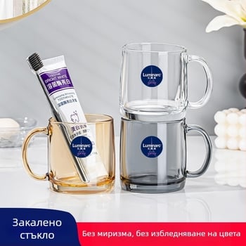 Lemeiya закалена стъклена чаша за изплакване на устата и за четки за зъби, кръгла, еднослойна, устойчива на високи температури, за дома и хотела