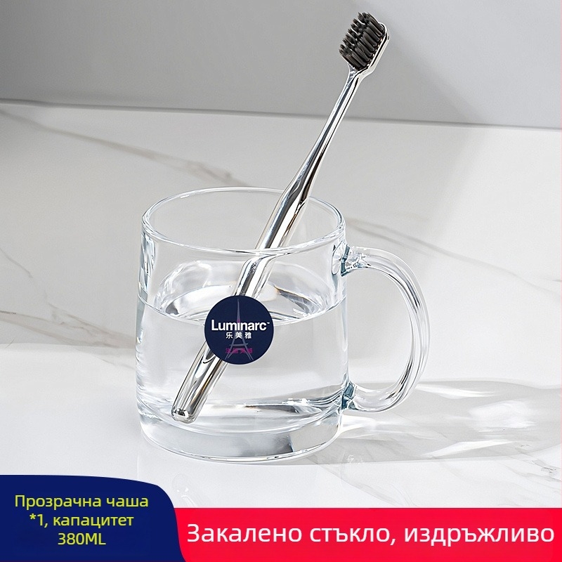 Lemeiya закалена стъклена чаша за изплакване на устата и за четки за зъби, кръгла, еднослойна, устойчива на високи температури, за дома и хотела