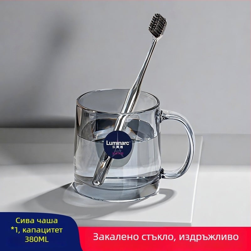 Lemeiya закалена стъклена чаша за изплакване на устата и за четки за зъби, кръгла, еднослойна, устойчива на високи температури, за дома и хотела