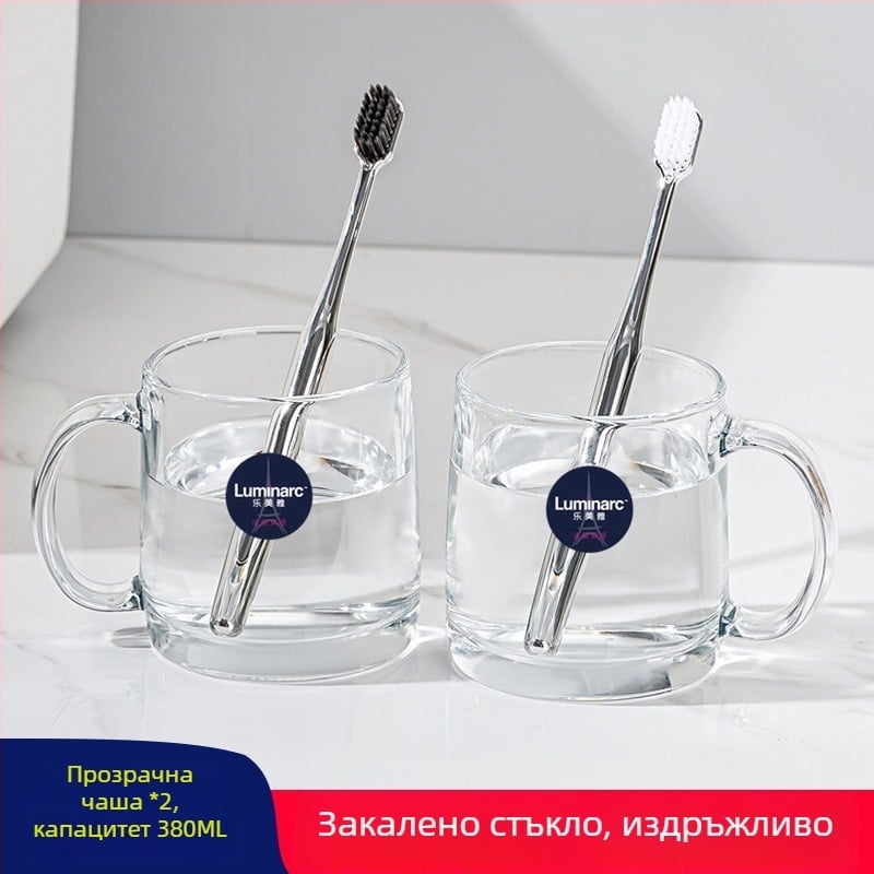 Lemeiya закалена стъклена чаша за изплакване на устата и за четки за зъби, кръгла, еднослойна, устойчива на високи температури, за дома и хотела