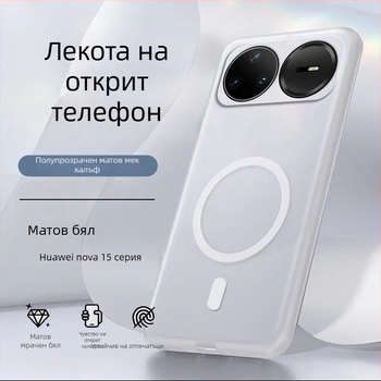 Калъф за Huawei nova15 Pro, TPU, матова песъчеста текстура, магнитно задържане и защита от изпускане