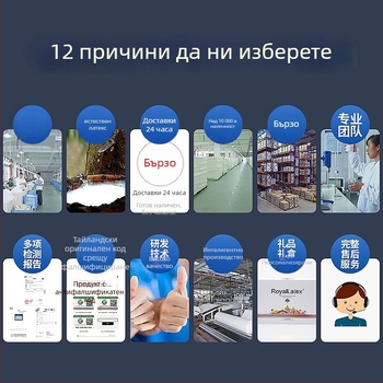 Латексова възглавница ROYAL KNIGHT, естествен латекс 90%+, правоъгълна форма, тегло 1,5–2 кг, плетена тъкан