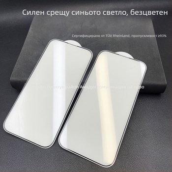 Amy Shield Предно закалено стъкло за протектор на дисплея за iPhone 12–14 серия — HD яснота, защита от отпечатъци и синя светлина