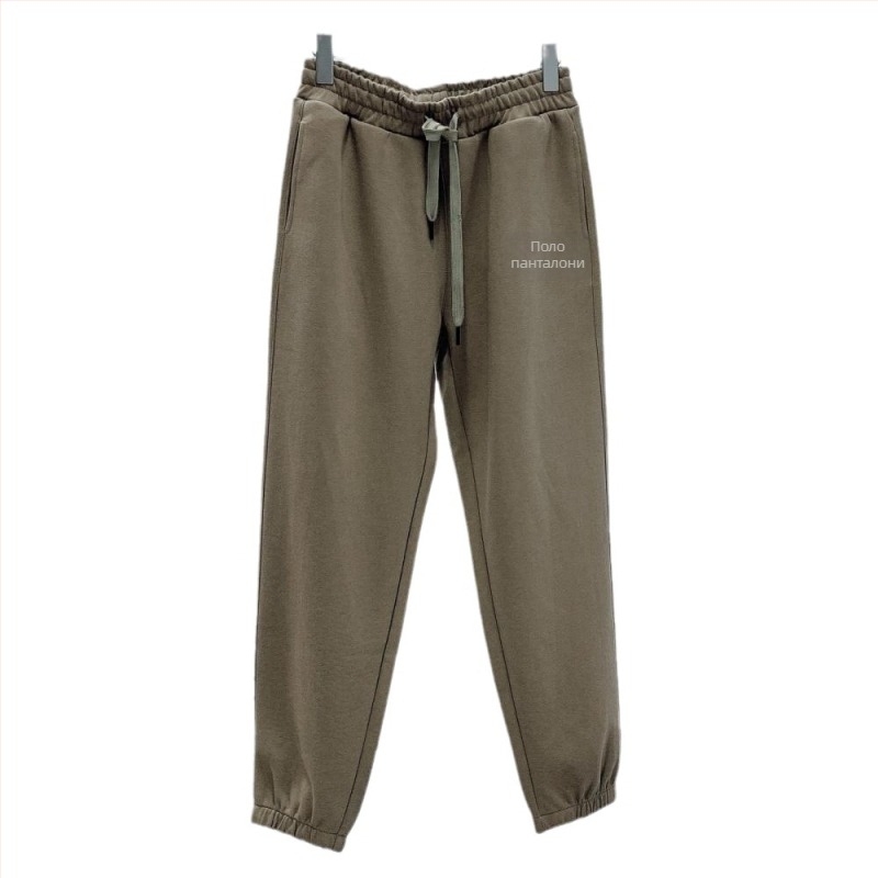 Памучни свободни спортни панталони с бродерия на конче, средна висока талия, микроеластичност, прави крачоли, 95% памук, 320 g