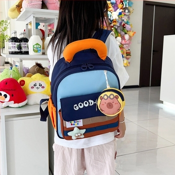 Раница за детска градина, унисекс, нейлон, анимационен принт, извити презрамки