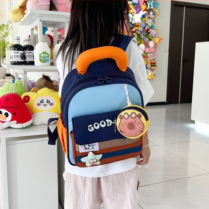 Раница за детска градина, унисекс, нейлон, анимационен принт, извити презрамки