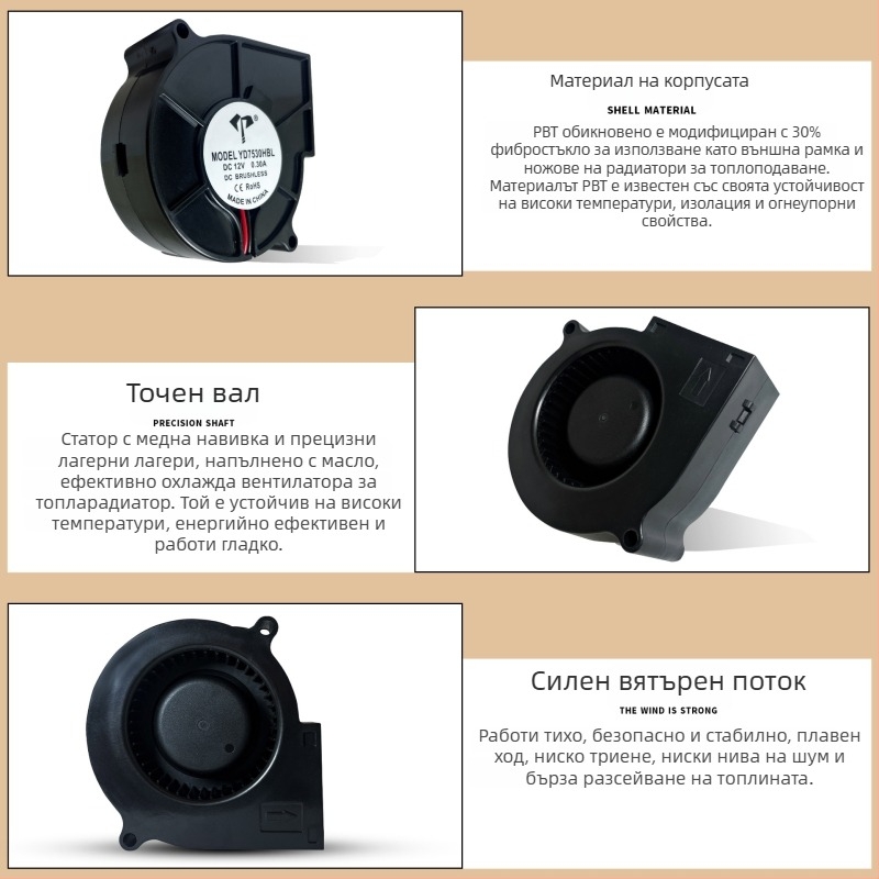 DC вентилатор за интелигентна капачка на тоалетната, 5/12/24 V, странично въздушно движение, PBT материал, ниско налягане