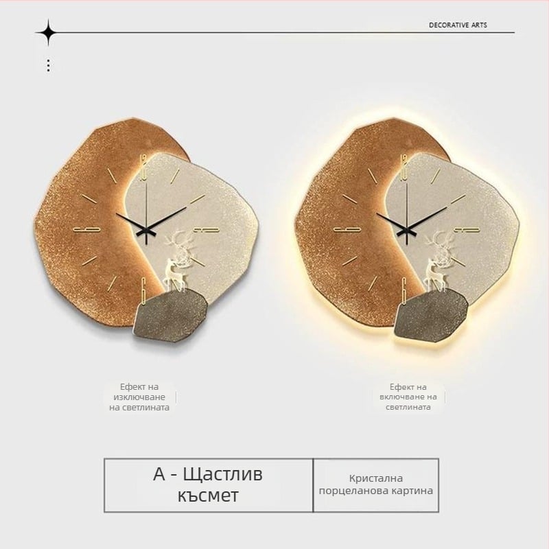 Стенен часовник Deng-483, стил Италиански минимализъм, захранване: батерия, плавно движение на секундната стрелка, дисплей: стрелки