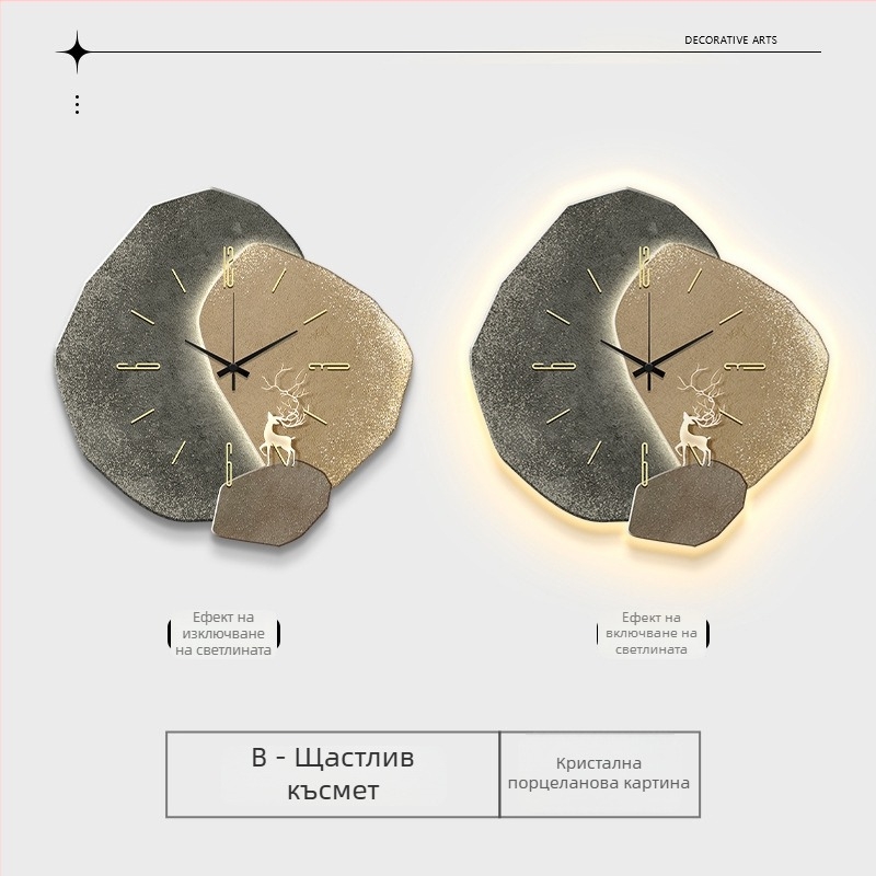 Стенен часовник Deng-483, стил Италиански минимализъм, захранване: батерия, плавно движение на секундната стрелка, дисплей: стрелки