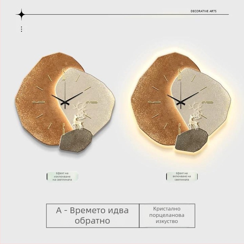 Стенен часовник Deng-483, стил Италиански минимализъм, захранване: батерия, плавно движение на секундната стрелка, дисплей: стрелки