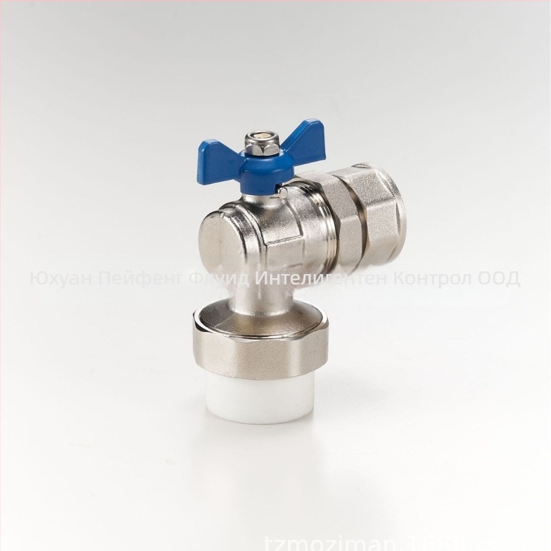 PPR ъглов шаров клапан с вътрешнорезбено съединение за гореща и студена вода