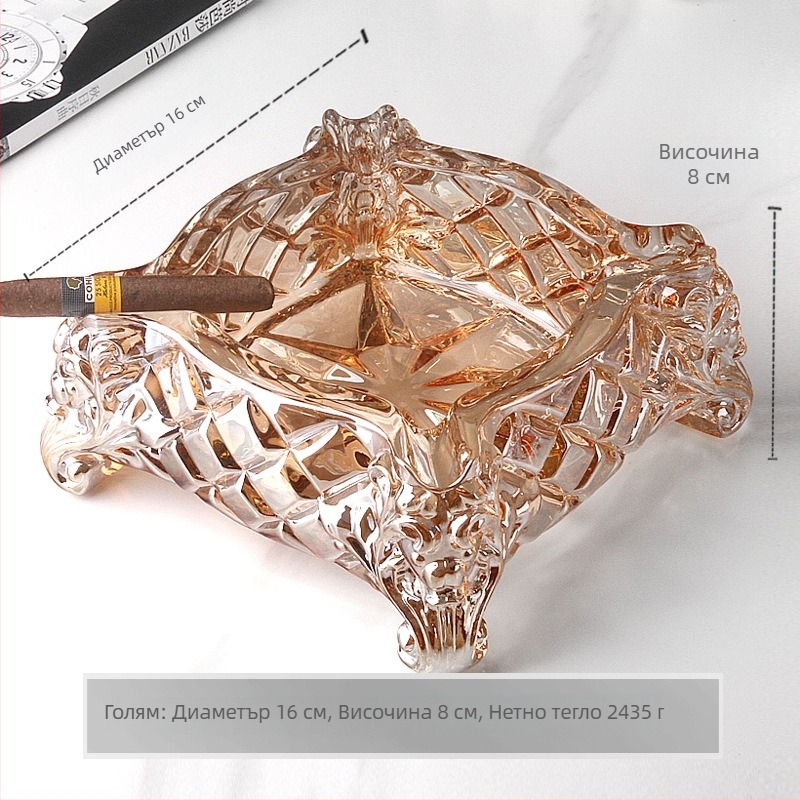 Европейски стъклен пепелник за пури, марка Flavinmci/Flaventz, без лого, без персонализация (Стъкло • Марка Flavinmci/Flaventz • Без лого • Без персонализация)