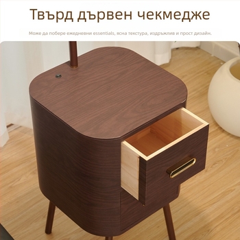 Подова лампа LED, акрилно абажур, корпус дърво и желязо, обхват 3–5 м²