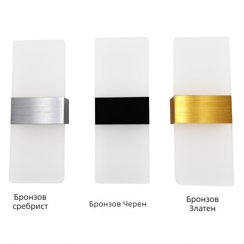 Стенно осветително тяло с алуминиев абажур, LED източник, 85–265V, повърхностен монтаж