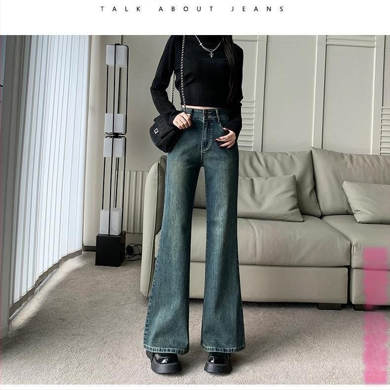 Дънки с висока талия, къс крачол, леко разширени деним, 90-95% памук, стил: ежедневен/служебен