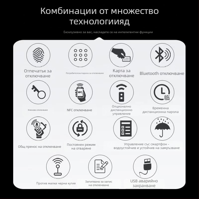 NT002 Tuya Умна заключваща система за врата с пръстов отпечатък – 100 записа за отпечатъци, скорост на сканиране под 0,5 сек, 100 000 цикъла отключване, FAR <1%, FRR ≤0,0001%, DC захранване