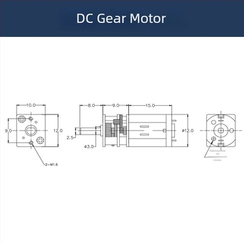 Щеточен DC мотор с N20 микро редуктор, метални зъбни колела, ROHS сертифициран, DC под 36V