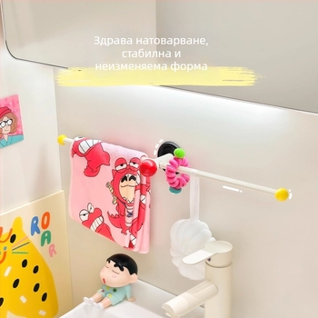 Стенно монтиран държач за кърпи за баня, без пробиване, ABS/PP материали, рафт за съхранение