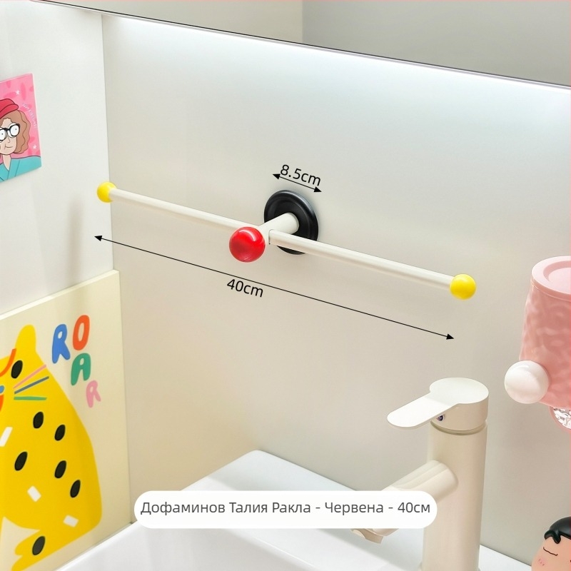 Стенно монтиран държач за кърпи за баня, без пробиване, ABS/PP материали, рафт за съхранение