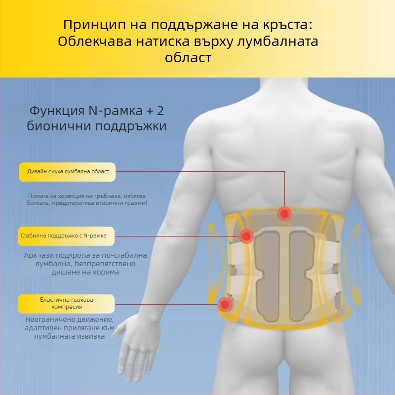 Медицински лумбален пояс за дискова травма и херниация, водоустойчив PU материал, ергономична лумбална опора