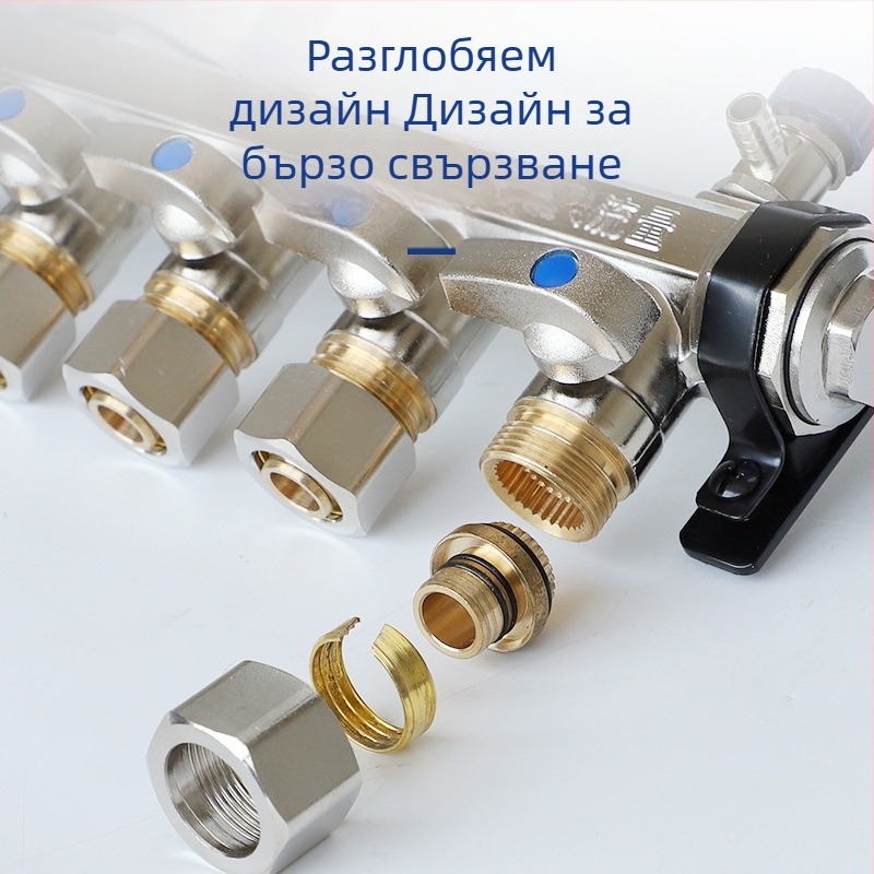 Taurus водоразпределител с висок дебит, изцяло меден за подово отопление, удебелен дизайн