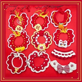 Шал-колан за домашни любимци за котки и кучета – модел с карикатурен мотив, ръчно плетено изделие, акрилен материал, четири сезона, бродирани детайли