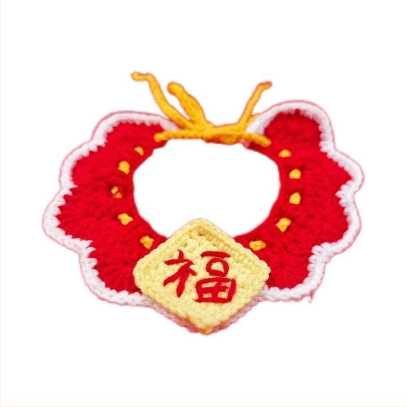 Шал-колан за домашни любимци за котки и кучета – модел с карикатурен мотив, ръчно плетено изделие, акрилен материал, четири сезона, бродирани детайли