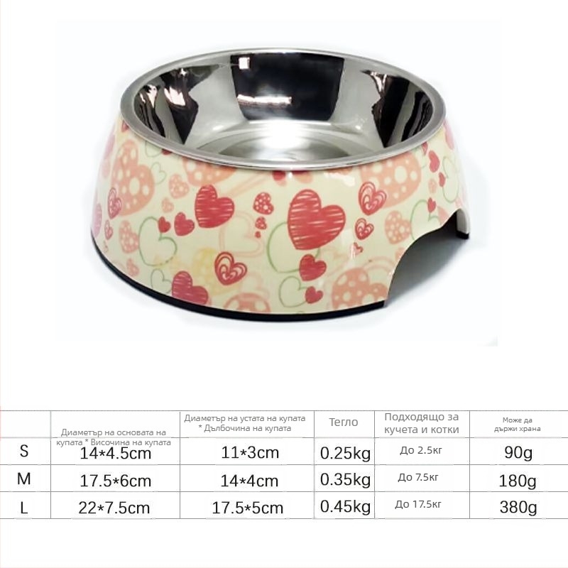 Кучешка купа за храна, меламин и неръждаема стомана, марка Hundred Loves, произход Zhongshan