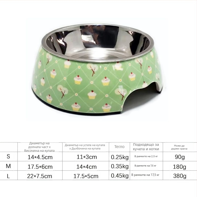 Кучешка купа за храна, меламин и неръждаема стомана, марка Hundred Loves, произход Zhongshan