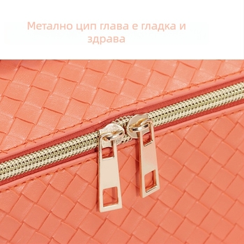 Чанта за козметични четки и козметика с голям капацитет, водоустойчива, PU кожа, райета, унисекс