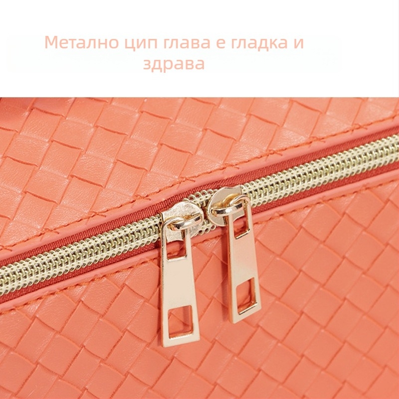 Чанта за козметични четки и козметика с голям капацитет, водоустойчива, PU кожа, райета, унисекс