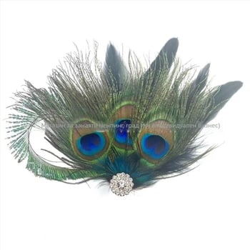 Щипка за коса с павлинови пера, ръчна изработка, естествен материал, тъкане, модерен минималистичен стил