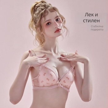 Дамски сутиен с 3/4 чашка и дантела, Push-Up, найлон, формовани чашки с тънък горен и по-дебел долен край, регулируеми презрамки