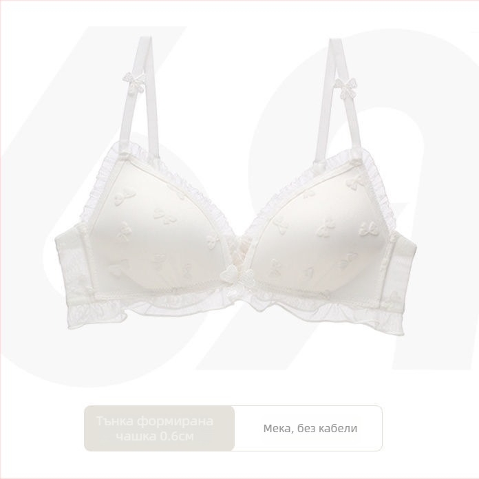 Дамски сутиен с 3/4 чашка и дантела, Push-Up, найлон, формовани чашки с тънък горен и по-дебел долен край, регулируеми презрамки