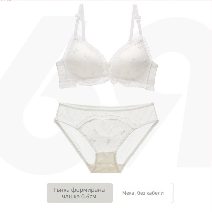 Дамски сутиен с 3/4 чашка и дантела, Push-Up, найлон, формовани чашки с тънък горен и по-дебел долен край, регулируеми презрамки