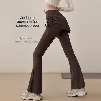 Женски панталони за йога Bell Bottoms, висока талия, бързо изсъхване, полиестер 82.5% / спандекс 17.5%