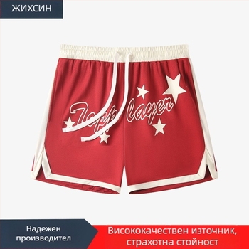 Спортни къси панталони за мъже, мрежеста материя, бързосъхнещи и дишащи, 100% полиестер, средна талия, свободна кройка, подходящи за бягане, фитнес и баскетбол