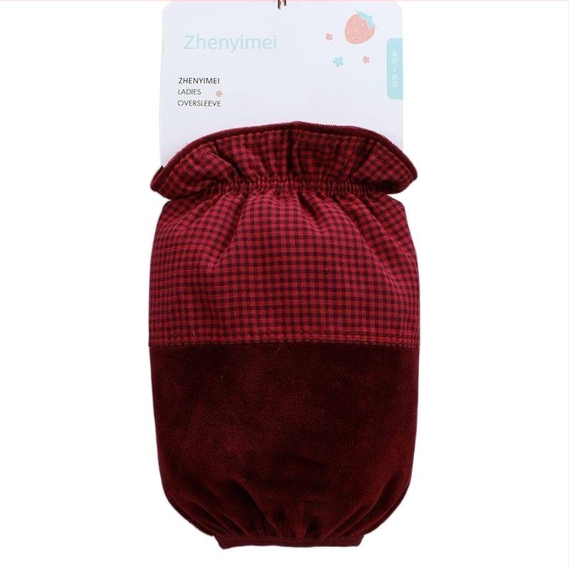 Дамски къси защитни ръкави с каре за есен и зима, полиестер, бродерия, анти-замърсяване (модел: каре; сезони: зима/пролет/есен)