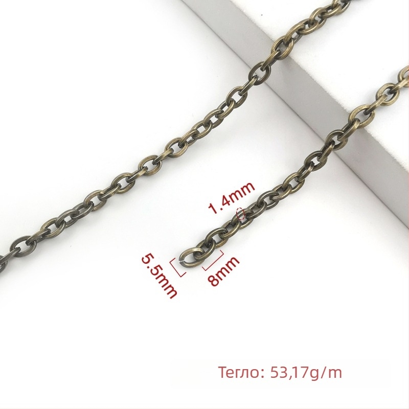 Декоративна верига от желязо, електроплатирана, Jin Ming, 800 сребърна чистота, правоъглена или овална форма