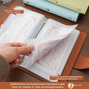 PU кожена книга за съхранение на депозитни разписки с магнитно закопчаване и държач за банкноти